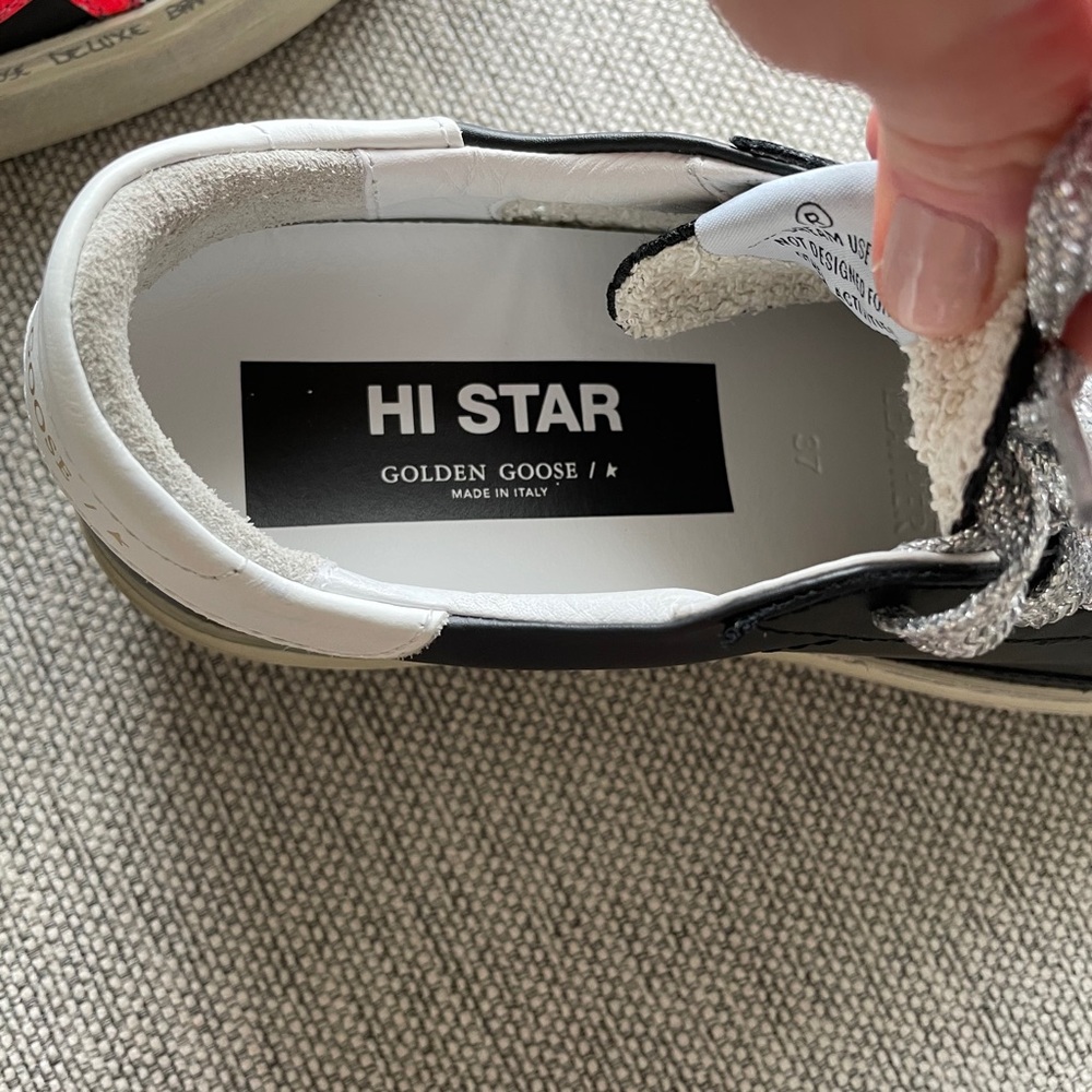 Golden Goose Black Sneakers with Red Star and Silver Laces - Picture 6 of 16